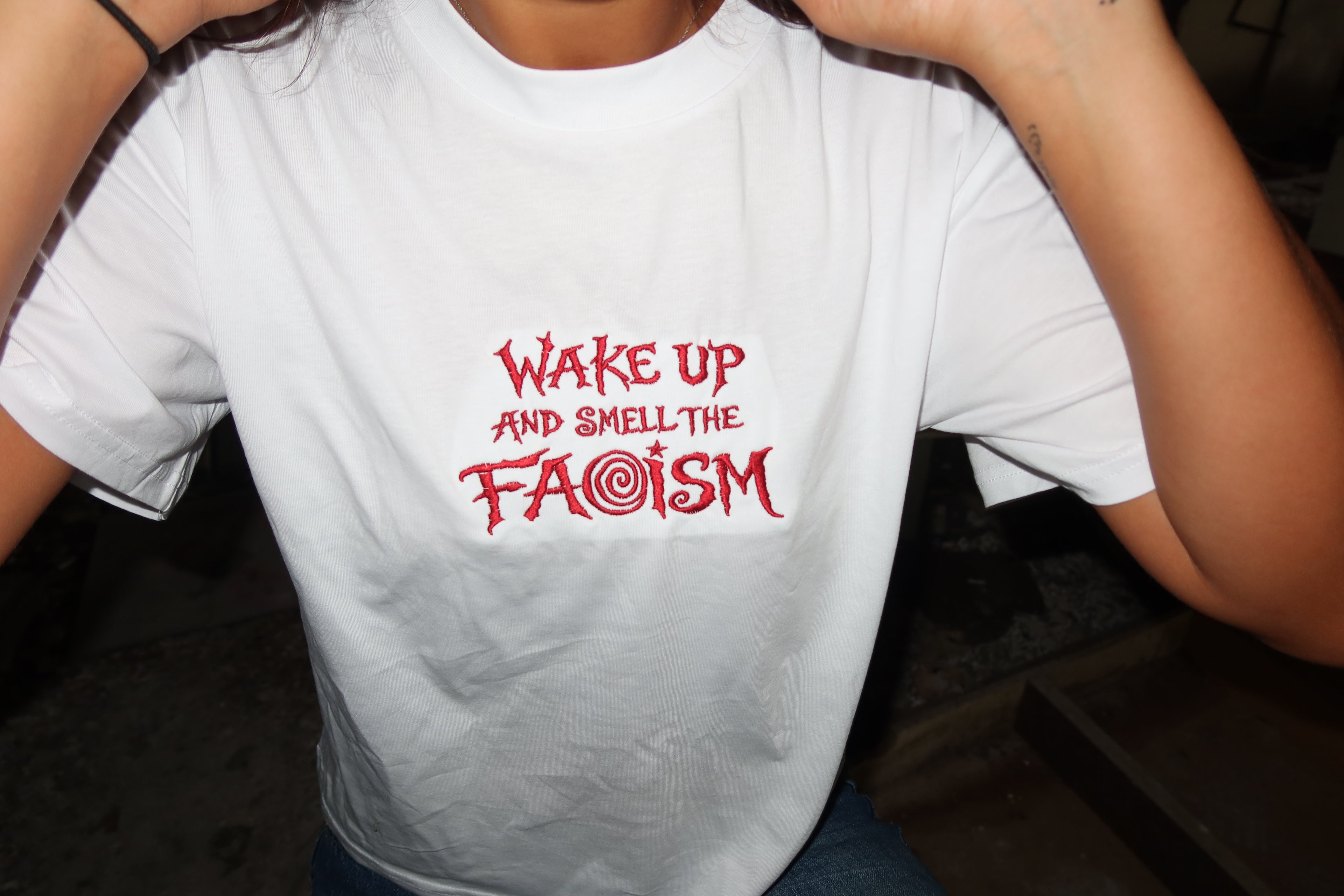 WAKE UP & SMELL THE FACISM Women's Tee